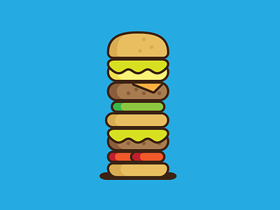 Burger bread burger flat hamburger icon illustration meat vegetables