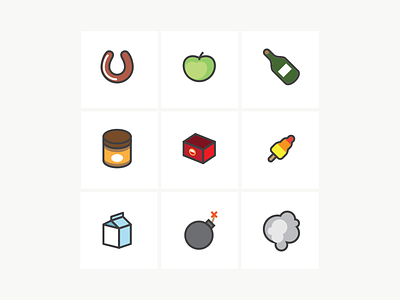 Iconset Zappr apple beer bomb epxlosion icon milk peanutbutter popsicle sausage wine zappr