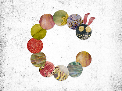 C is for Caterpillar alphabet c caterpillar collage exercise illustration texture vintage