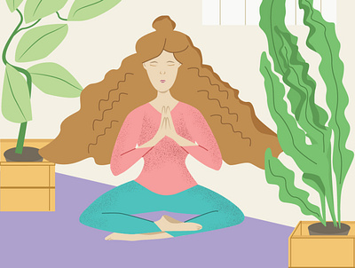 Meditating girl ai character vector