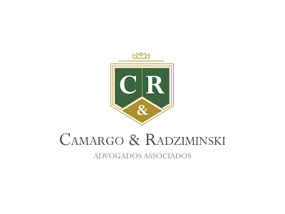 Carmargo & Radziminski advocacy brand branding cr crown gold green law logo office shield