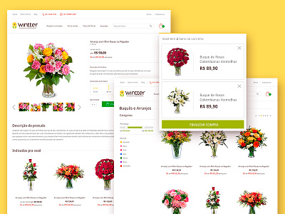 Winter E-commerce - Internal blue e commerce floriculture flowers gardering plants sells store yellow