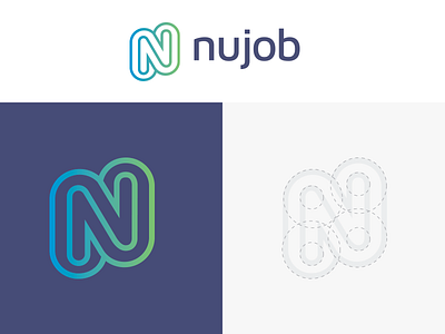 Nujob Logo brand branding degrade digital green logo n solution symbol technology type vector