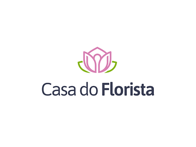 Logo Casa do Florista brand branding flat flower house leaf lines logo modern pink rose symbol