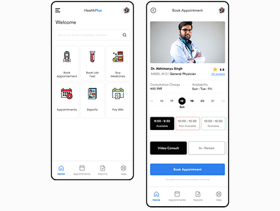 Hospital App app design clean design flat minimal ui ux