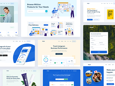 Ehya Landing Page Headers bootstrap theme dashboard ui e commerce form html template illustration landing page landing page theme marketing website design onboarding saas saas landing page web design