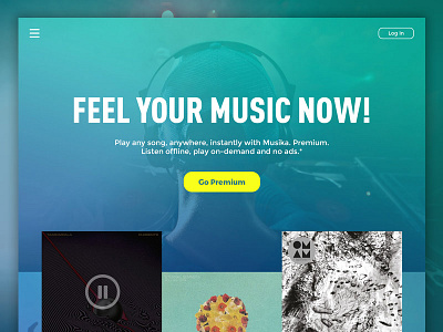 Musika Landing Page album blue design dj dubstep interface landing page music music player ui ux web