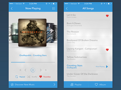 Music App UI album apps blue design dj dubstep interface music music player ui ux