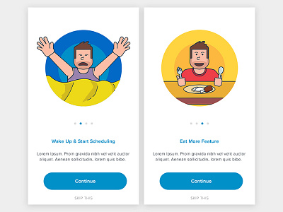 Onboarding apps clean design eat flat illustration ios mobile apps onboarding sleep ui wake up