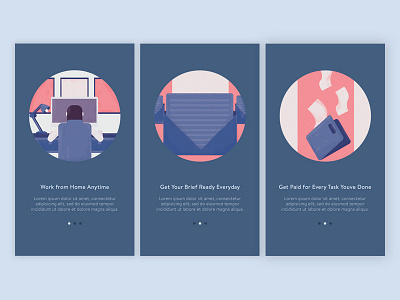 Work Remote Onboarding apps freelancer illustration ios onboarding remote ui design vector walktrough work