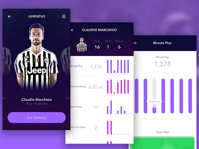 Player Statistics chart fitness interface ios play profile soccer sport statistic stats ui