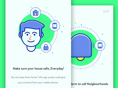 Security House Apps Walktrough apps house illustration ios onboarding safety security ui design vector walktrough