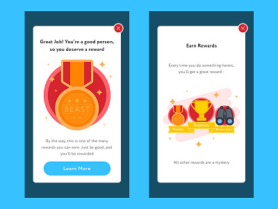 Rewards Pop Up Screens challenge gold illustration medal popup rewards win window