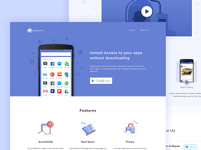 Cloud Apps Landing Page android apps cloud illustration landing page material design ui ux web web design