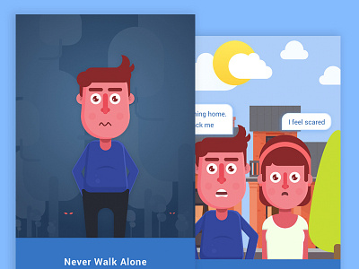 Onboarding Screens For App afraid apps character illustration man night noon onboarding people social walkthrough