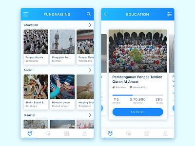 Muzakki - Help People Around You card donation education filter fundraising gradient help icon ios moslem social