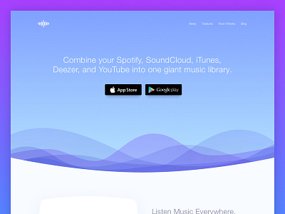 Music Streaming Apps Landing Page card comments feed landing page list music player playlist social streaming trend video
