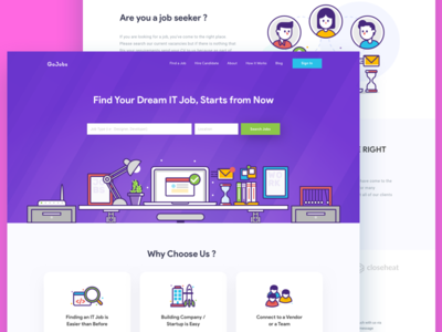 IT Recruitment Homepage big header gradient homepage illustration header landing page line icon marketplace platform product design recruitment