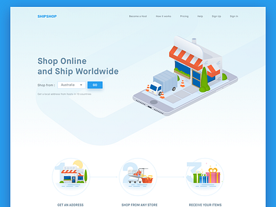 Shipping Company Landing Page big header city e commerce how illustration it landing online shop page shipping works