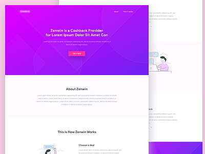 Cashback Provider Landing Page cashback experimental fintech gradient icon illustration landing page minimal provider