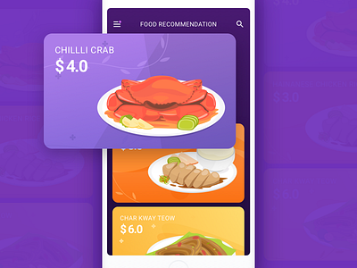 Food Card In App card cc coupon flat design food health illustration restaurant social