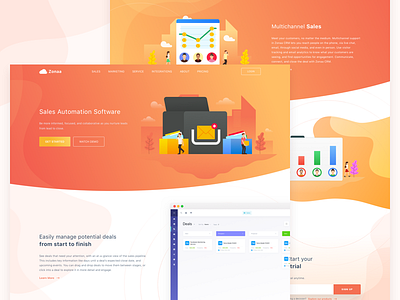 CRM - Sales Automation crm dashboard illustration landing page