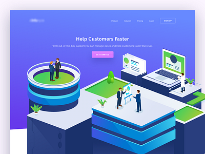 Customer Support Website analytics customer support data header icon illustration isometric landing page ui website