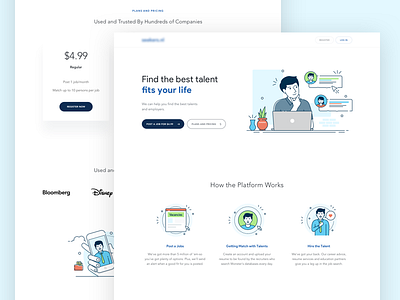 Jobseeker - Business Page business dropbox find job icon illustration jobseeker landing page marketplace tinder