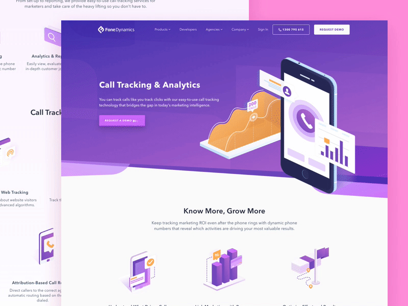 Call Tracking And Analytics call routing service communications isometric icon isometric illustration landing page marketing communications marketing software platform professional marketing website saas website ui design