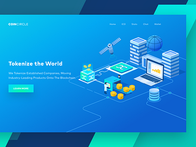 Cryptocurrency Website Header 3d bitcoin blockchain cryptocurrency design header illustration isometric landing page ui ux