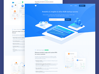 Vitally Landing Page analytics b2b company service crm data insights data software gradient header header illustration isometric design landing page saas product