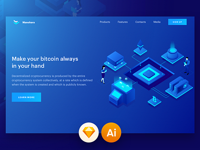 Cryptocurrency And Technology Isometric Illustration bitcoin etherum cloud storage illustration cryptocurrency header illustration illustration isometric 3d illustration landing page vector website design