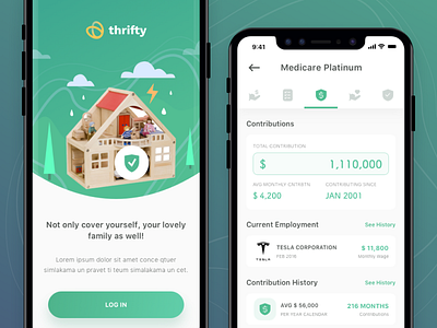 Thrifty Insurance App app design app designer fintech payment platform app healthcare illustration insurance app ios app design onboarding screen property insurance app ux ui design