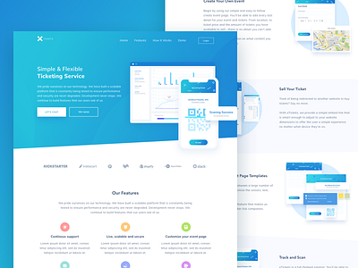 Ticketing Software Landing Page app branding dashboard data analytics illustration ios landing page logo onboarding ticket card typography ux web app web design