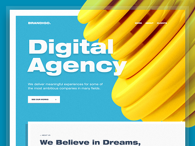 Digital Agency Exploration 3d agency branding exploration header illustration isometric landing page typography ui web web design