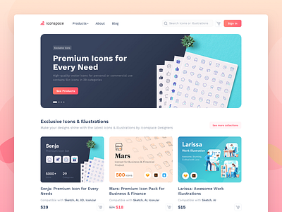 Iconspace v 2.0 checkout freebies icon set illustration landing page marketplace onboarding payment product web design