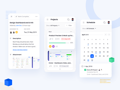 Square - Mobile Design attachment calendar card checklist dashboard ui kit header kanban menu mobile app design mobile dashboard project management schedule simple minimal web app