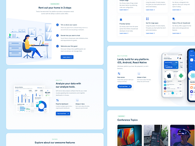 Ehya Landing Page Elements branding elements illustration landing page design landing page kit landing page template onboarding section styleguide ui kit ui kit design web design website ui website ui design website ui kit