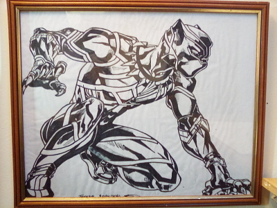 Black panther marker drawing