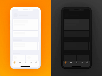 Skeleton view animation app dark mode design screen skeleton