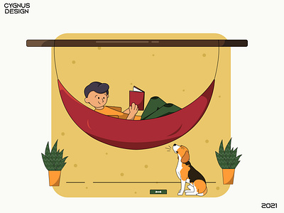 Saturday is Best Day to Reading a Book and Play with Your Pet alone book chillin flat illustration happy home mood pet read reading relax relaxation rest saturday weekend