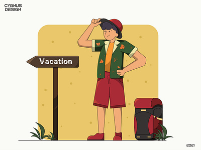 Get a Vacation adventure backpack flat hobby holiday illustration journey outdoors summer travel traveler traveling trip vacation