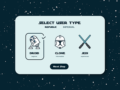 Select User Type design illustration select user type starwar ui ui challange