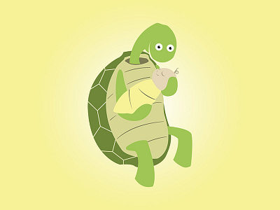 Turtle Holding Baby baby branding comp digital illustration simple turtle