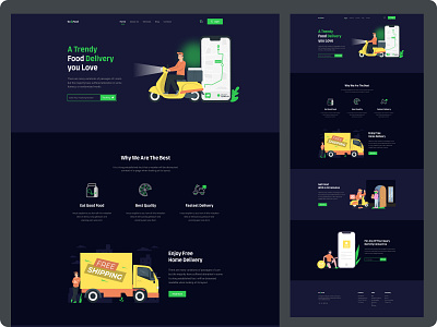 Go For Food clean creative food food delivery food delivery landing page food delivery service food delivery ui food delivery website illustrations illustrations web landing page landing page design landing page ui product ui ux