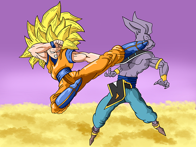 Goku vs beerus anime beerus dragon ball z dragonball goku illustration