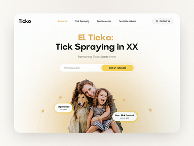 El Ticko - Tick Extermination Service exterminators hero section landing design landing page service service page ticks