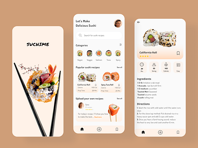 Sushi Recipe App app design minimal recipe sushi ui