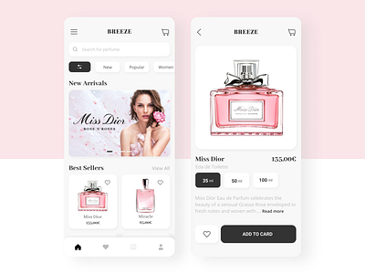 Perfume Shop - Mobile App Concept app concept design minimal mobile perfume shopping ui