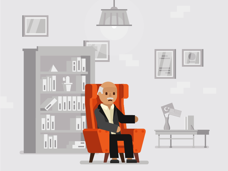 Turkey Explainer Illustration news grayscale person flat illustration animation coup turkey